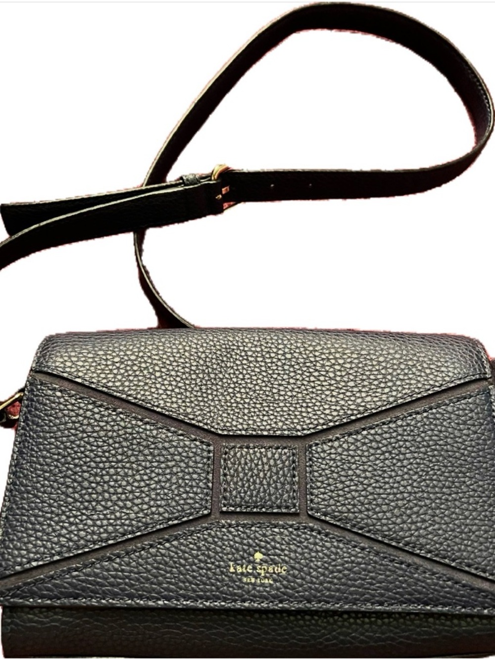 kate spade Blue Pebbled Leather Bow-Detail Crossbody
